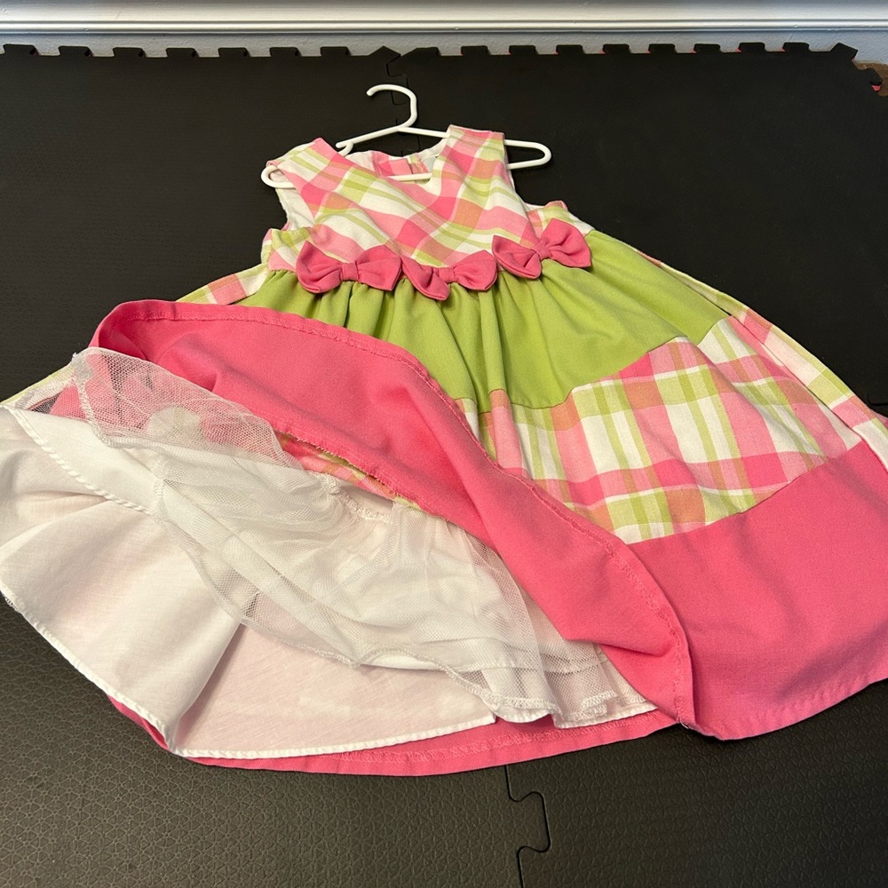 Rare Editions Pink and Green Ruffled Sundress - Picture 3 of 4